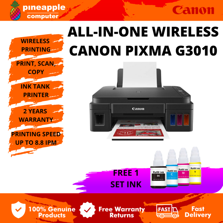 Canon Pixma G3010 G3000 All In One Ink Tank Wireless Printer Print Scan Copy Wifi Lazada