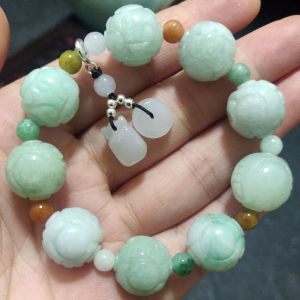 天然翡翠手链女缅甸a货平安扣手镯送妈妈玉石手链母亲节生日礼物Natural Jadeite Bracelet for Women Myanmar A-Goods Safe Buckle Bracelet Gift for Mom Jade Bracelet Mothers Day Birthday Gift