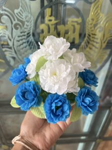 ดอกไม้วันแม่ ( กระถางดอกมะลิวันแม่ สีขาว+ฟ้า พร้อมกระถางขาว ) มะลิปลอม ดอกมะลิวันแม่ พร้อมกระถางสวยมากๆๆ พร้อมส่ง