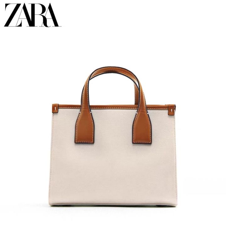 top○ZARA Womens bag Canvas handbag Shoulder bag Large capacity