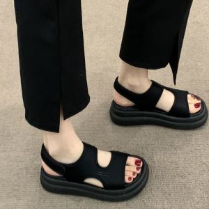 [Free Shipping] Soft Leather Thick-Soled Sandals For Women Summer 2026 New Model Versatile Soft-Soled Non-Slip Roman Beach Shoes Large Size