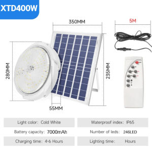 Solar Ceiling Light Solar Light Outdoor Waterproof 3 Way Colors Indoor Solar Light 300W With Remote