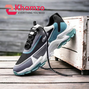 SEPATU PRIA SNEAKERS OLAHRAGA IMPORT KHAMZO D11 HITAM