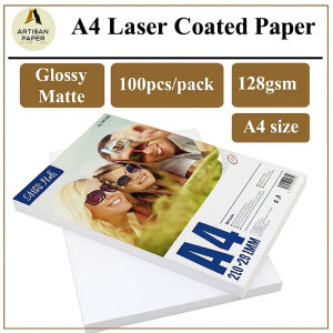 Premium A4 Laser Coated Paper 128gsm 100 Sheets Pack Glossy Matte Finish For Professional Photo Printing Brochures Presentations Business Documents Digital Flyer Pamphlet Making High Quality Double Sided Magazine Paperboard Sheet