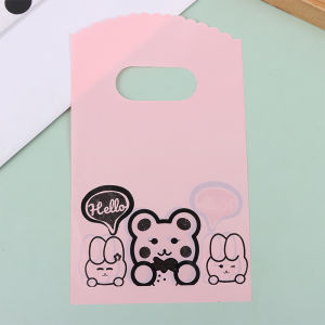 Minwen 50Pcs Lot Multi Designs Small Plastic Bag 9x15cm Boutique Gift Bag With Handle Charms Earrings Jewelry Packaging Bags