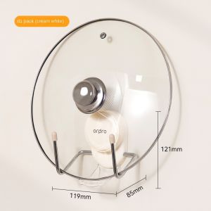 SyokSyok Orpdro Pot Lid Holder Wall Mount | No Drill Adhesive Rack | Stainless Steel Kitchen Organizer Hook