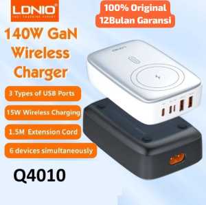 LDNIO Q4010 Dekstop Wireless Charger 140W GaN Technology Super Fast Charging 6 in 1