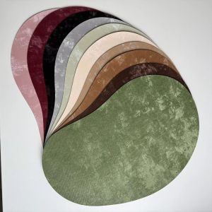 BUENOO Cashew Shaped Leather Placemat Nordic Faux Velvet Decorative Table Mat Double-sided Dinner Table Place Mat