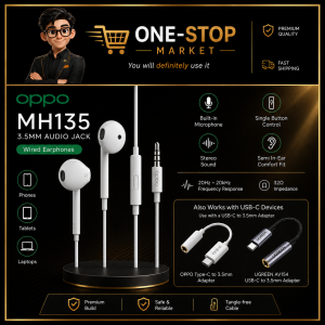 OPPO MH135 3.5mm Stereo Port Earphone With Mic Sound Bass Quality Android