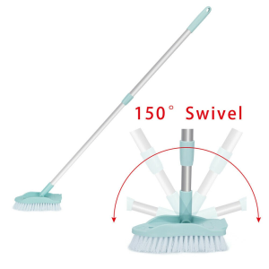 Floor Scrub Swivel Brush Adjustable Length Floor Bathroom Corner Cleaning Brush with Long Handle Detachable Heads R0527