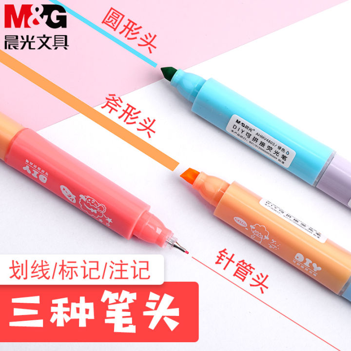 M & G Mini Fluorescent Pen Spliced6Color Candy Color Multi-Functional ...