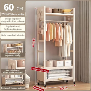 LUMINSTOW Hanging Wardrobe Organizer Clothes Rack Cabinet Wardrobe Open Combination Metal Standing Hanger