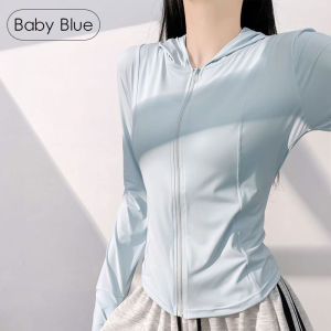 FUYOGI Hooded Sun-protective Jacket Quick-drying Finger Holes Lightweight Stylish Glossy Young