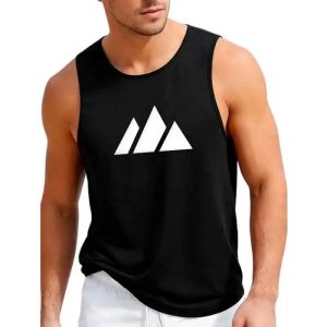 Spring and summer mens vest breathable lightweight fitness casual sports sleeveless T-shirt printed top