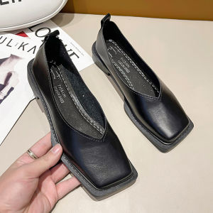 Low-Heeled WomenS Slip-On Loafers Square-Toed Soft-Soled Granny Shoes Spring And Autumn Moccasins