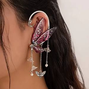 Butterfly Charm Drop Earrings Alloy and Resin Earwear Earbone Clip Decoration Perfect for Modern Womens Daily Party Use
