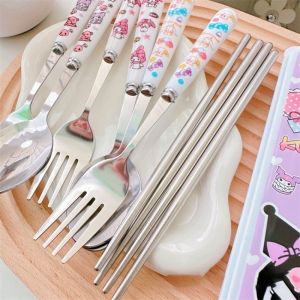 Kuromi Spoon Fork 3 Piece Set Cute Sanrio Pompompurin Hello Kitty My Melody Stainless Steel Child Tableware Kitchen Supplies Kuromi Silverware Kuromi Spoons Kuromi Purse Kuromi Clothing - Lazada