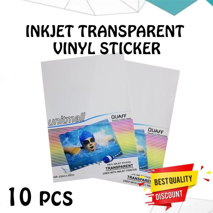 QUAFF INKJET PRINTABLE STICKER CLEAR A4 used with inkjet printers ...