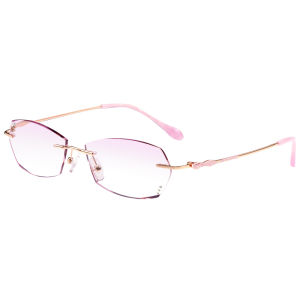 Kính đọc sách không viền nhẹ cho phụ nữ Đèn xanh dương chặn siêu nhẹ kim loại cổ điển kính dùng máy tính chống mỏi mắt