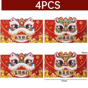 ซองสีแดง4-10ชิ้นซองสีแดงตรุษจีนซองจดหมายโชคดีปีงู2025เทศกาลฤดูใบไม้ผลิ Hongbao สำหรับเด็ก