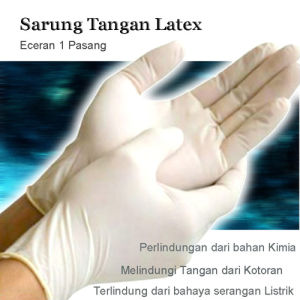 Sarung tangan karet medis tebal kuat non powder bahan latek untuk keamanan kerja