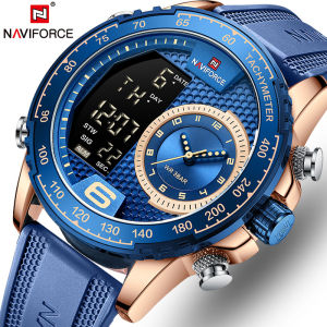 NAVIFORCE Top Luxury Brand Mens Casual Waterproof Sports Rubber Strap Digital Quartz Chronograph Fashion Multifunctional Watch