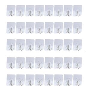 40pcs Portable Wall Hooks Hanging Hanger Heavy Duty Wall Hooks Seamless Adhesive Design For Kitchen And Bathroom Use