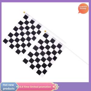 Graceful 5x Black And White Flag Checkered Racing Banner Polyester Flags Hand Signal Flags