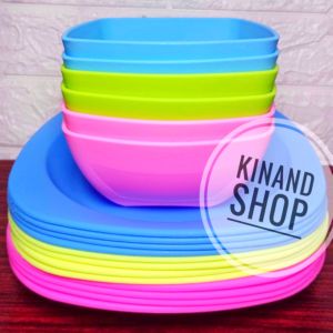 8 PCS PIRING DAN MANGKUK TERLARIS ISI 4 piring 4 mangkuk TEBAL SUPERWARE