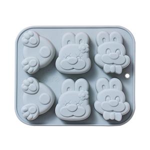 6 khoang thỏ fondant khuôn khuôn bánh quy Tự làm phim hoạt hình Báo Chí Khuôn nướng sinh nhật Cookie công cụ công cụ trang trí bánh