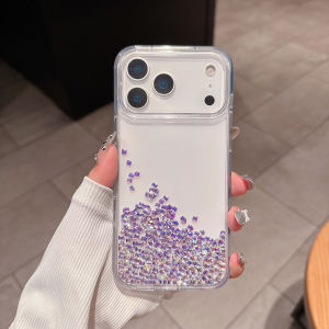 Clear Glitter Liquid Quicksand Case for iPhone 17 Pro Max 17 Air Anti-scratch Bling Diamond Sequins Hard Protection Phone Cover