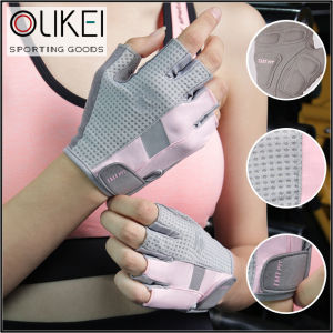 OLIKEI Women Gym Gloves for Weightlifting Sports Fitness Gloves Breathable Shock-absorption Workout Glove Body Building Crossfit Dumbbells Glove