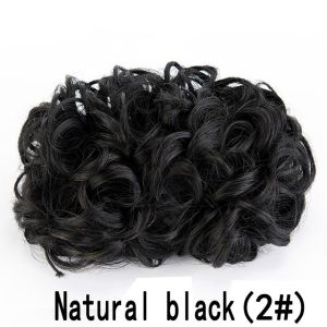 Synthetic Short Curly Chignon Elastic Big Hair Bun  Extension Clip in Hair Black Hairpiece for Women
