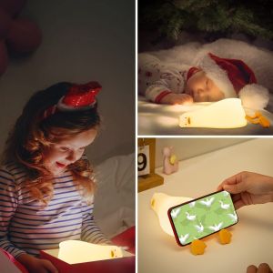 【5Pcs Lucky Bag】JOYCE Lamp Duck light Led Night Light Cute Lying Duck Silicone Table Lamp Mobile Phone Holder Touch Control Patting Switch for Night Reading USB Rechargeable Night Lamp Bedroom Decoration Birthday Gift