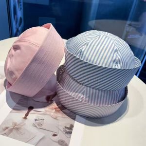 COVIEEZB Y2K Mũ thủy thủ sọc Dễ thương Sọc xanh Mũ họa sĩ Tiếng Hàn Polyester Thuyền trưởng Hat Mùa xuân