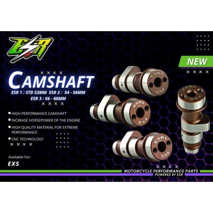 ♜RACING CAM EX5 DREAM WAVE 100 CLASS BY ESR MOTOR LIGHT WEIGHT CAMSHAFT CAM SHAFT SPEC 53MM - 60MM LIGHT GSM UMA ESPADA♪