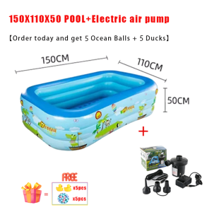 Inflatable Swimming Pool Children Pool Baby Pool Large Bath Pool Large Size Swimming Pool 2.1M/1.8/1.2/1.5M
