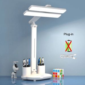 Rechargeable Table Lamp for Study Desk Lamp Reading Light Led Table Light with Fan Led Clock Dispaly Reading Lamp