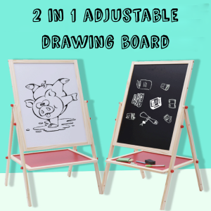 2 In 1 Wooden Blackboard Whiteboard Double Sided Adjustable Magnetic Drawing Writing Board Easel for Kids Drawing Board