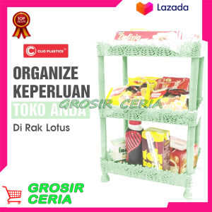 Rak 3 Susun Clio Lotus Kotak / Rak Kosmetik Serbaguna / Tempat Penyimpanan Serbaguna BY GROSIR CERIA
