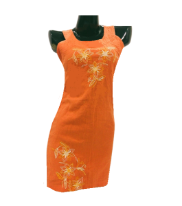 Đầm ôm Linen sát nách thêu tay 310