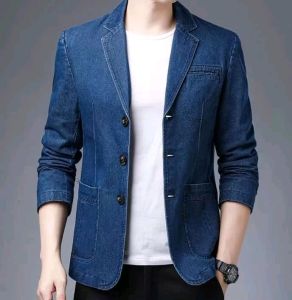 (COD) Jas Blazer Denim pria dewasa new fashion navy-M