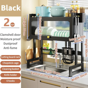 YHLAMP Kitchen Dish Cabinet Rack Over-The-Sink DrainerWith Cover Plate Drying Multifunctional Sink Storage Rack