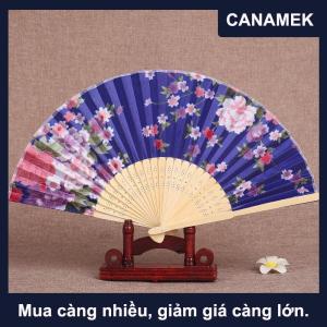 【CANAMEK】 Trung Quốc Tre Gấp Fan Mùa Hè Hoa In Cầm Tay Fan Phong Cách Cổ Điển Phụ Nữ Thanh Lịch Làm Mát Fan Đối Ngoài Trời Đảng Trang Trí Nội Thất