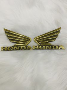 Cặp tem dán xe máy cánh chim honda nhựa xi bóng màu vàng trang trí xe