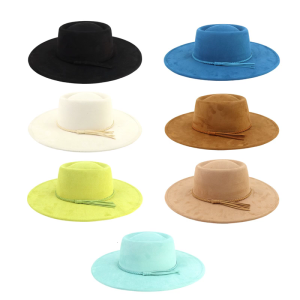 Thanh lịch homburg Đai bện tạo kiểu mũ với rìa quyến rũ phẳng rộng vành mũ miền Tây cho mặc giản dị