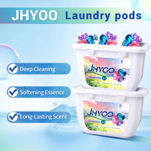 JHYOO 3-Chamber Laundry Pods (Lavender Scent) - Value 2-Box Set + Long-Lasting Use + 72H Fragrance - 2 Boxes (60 Pcs Total 30 Pcs/Box)