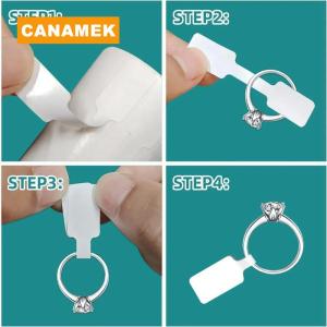 【CANAMEK】 500PCs Roll Price Stickers Jewelry Price Tags Self Adhesive White Blank Sticker Kraft Paper Ring Necklace Earring Price Label