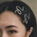 【X.Z.MOONLIGH】2024 Trend Unusual Metal Golden Silvey Brown Snake Shaped Hairpin Women Hair Clip Party Hair Decoration. 