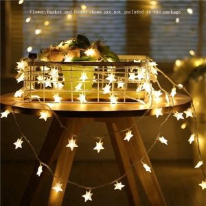 Dây Đèn Led Trang Trí Ngôi Sao Màu Vàng Nắng Đèn Decor Noel Đèn Trang Trí Tết Nhà Cửa Quán Cafe